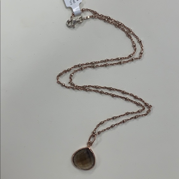Smokey Quartz & Rose Gold Plated Silver Necklace - Picture 4 of 7